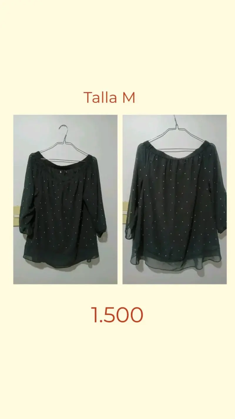 Blusa negra con puntos talla M