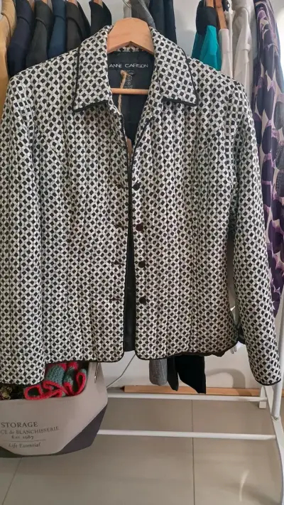 Abrigo de lana a cuadros para mujer - miniatura 3