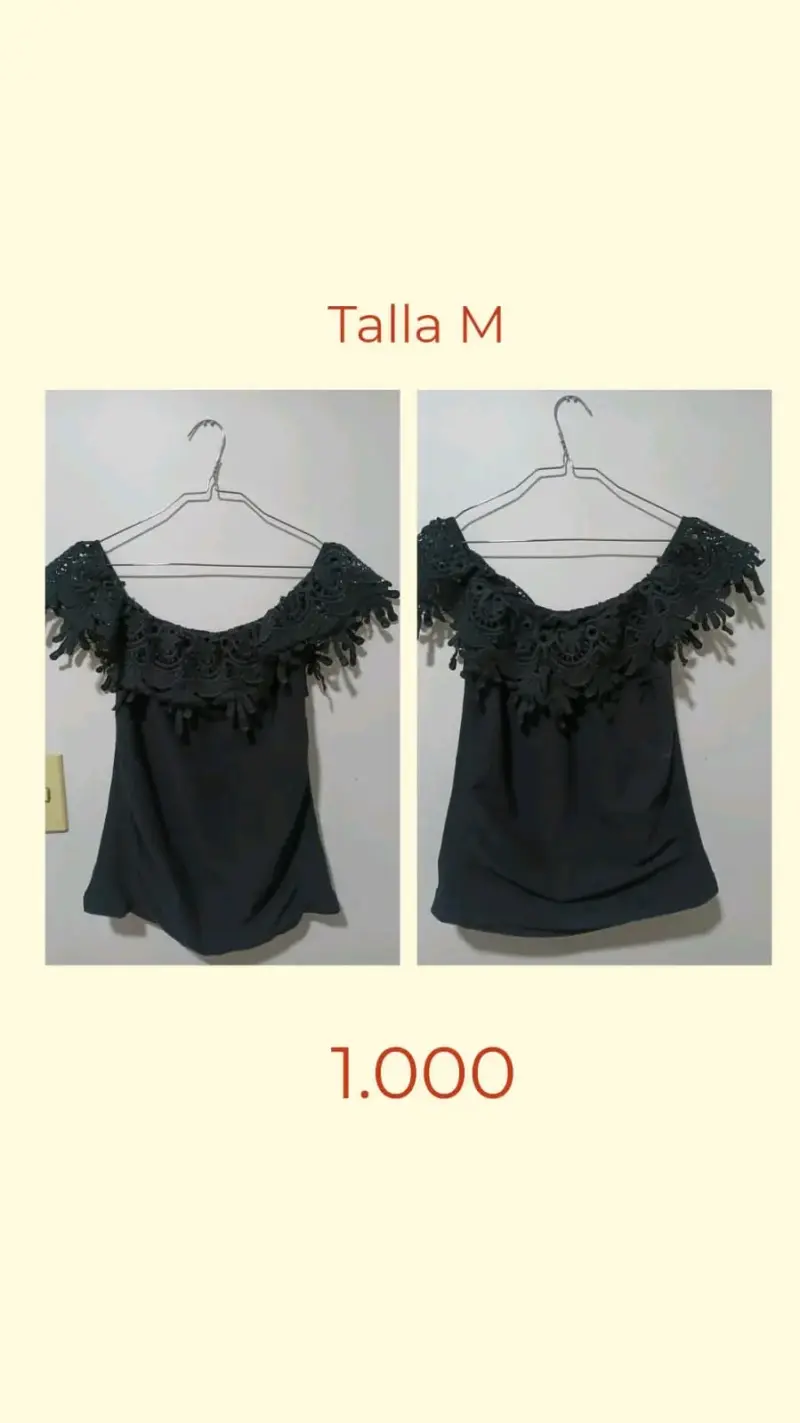 Blusa negra con encaje talla M