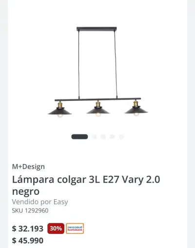 Lámpara colgante 3 luces E27 Vary 2.0 negra - miniatura 1