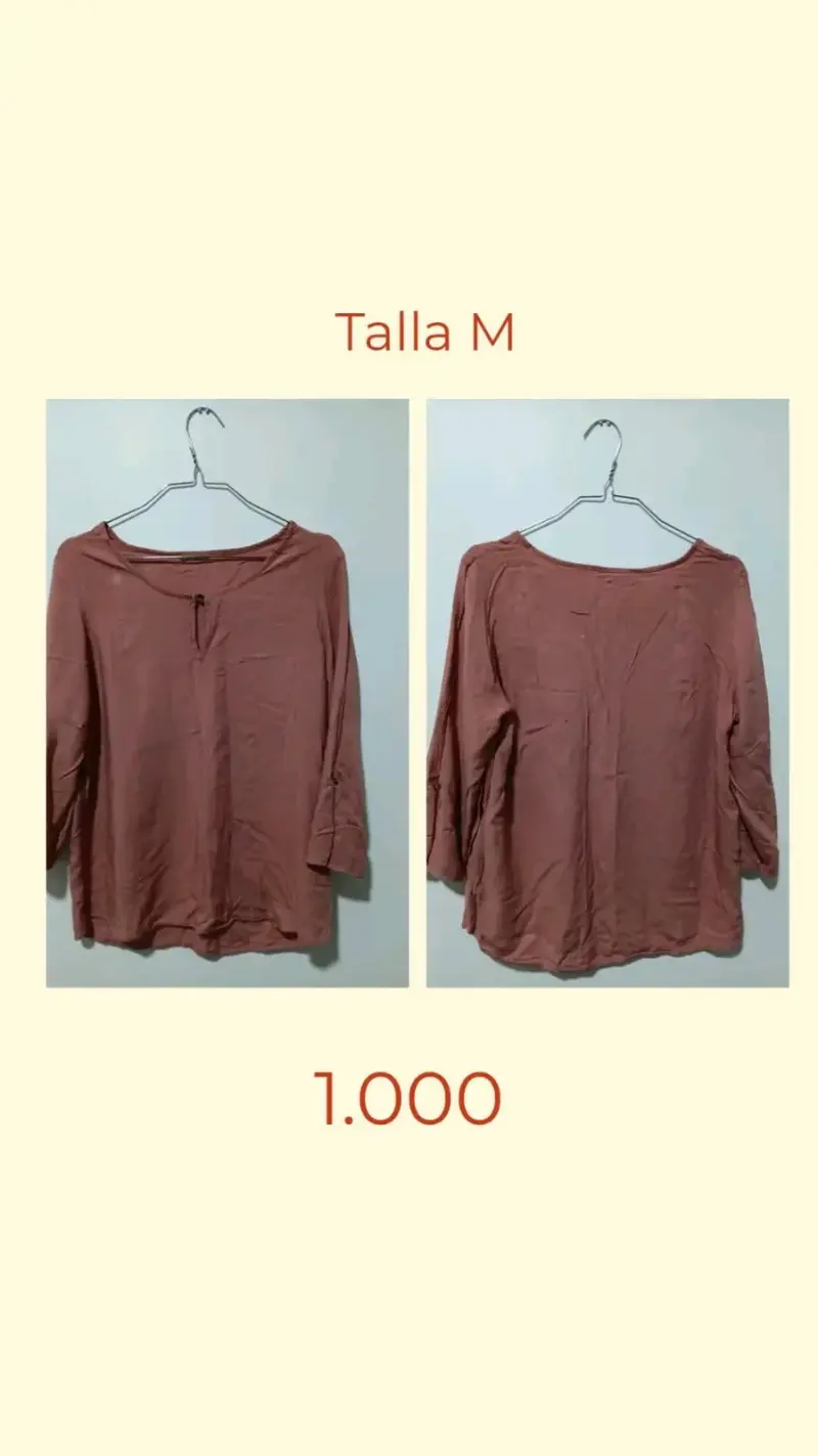 Blusa manga larga color terracota talla M