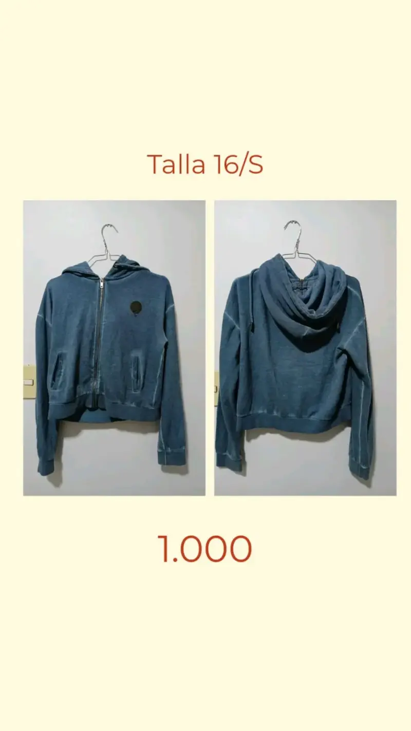 Polerón azul con capucha talla S