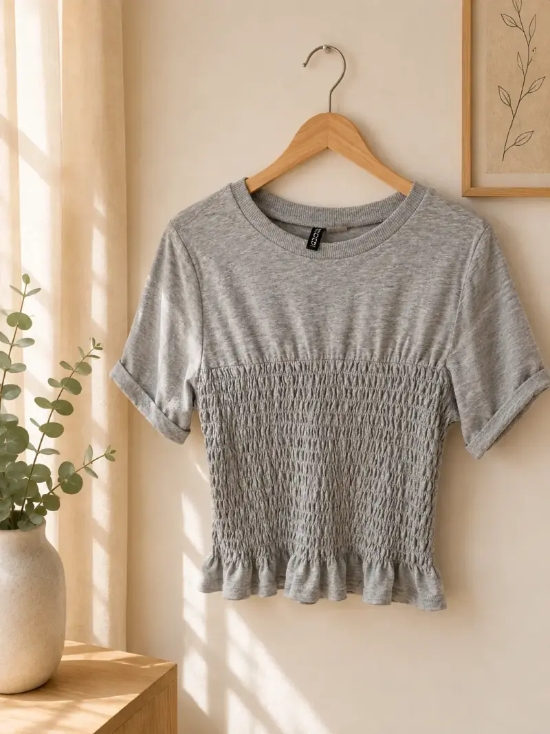 Polera gris texturizada mujer - 1