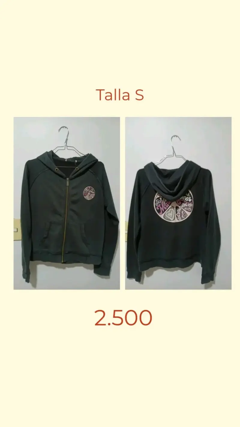 Polerón con capucha negro diseño gráfico talla S