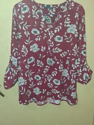 Blusa floral burdeos de mujer Newport - miniatura 1