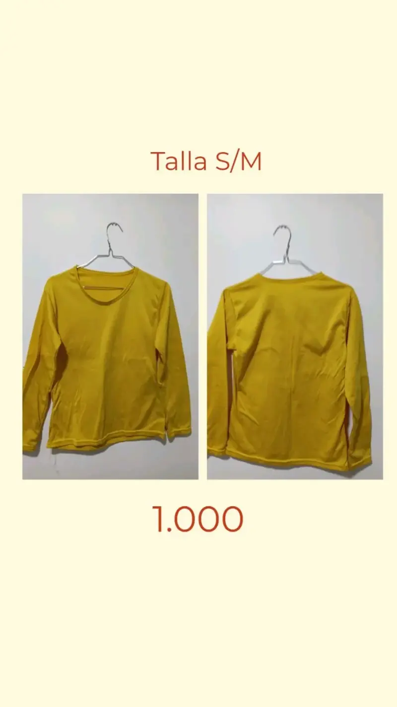 Polera amarilla de manga larga talla S/M