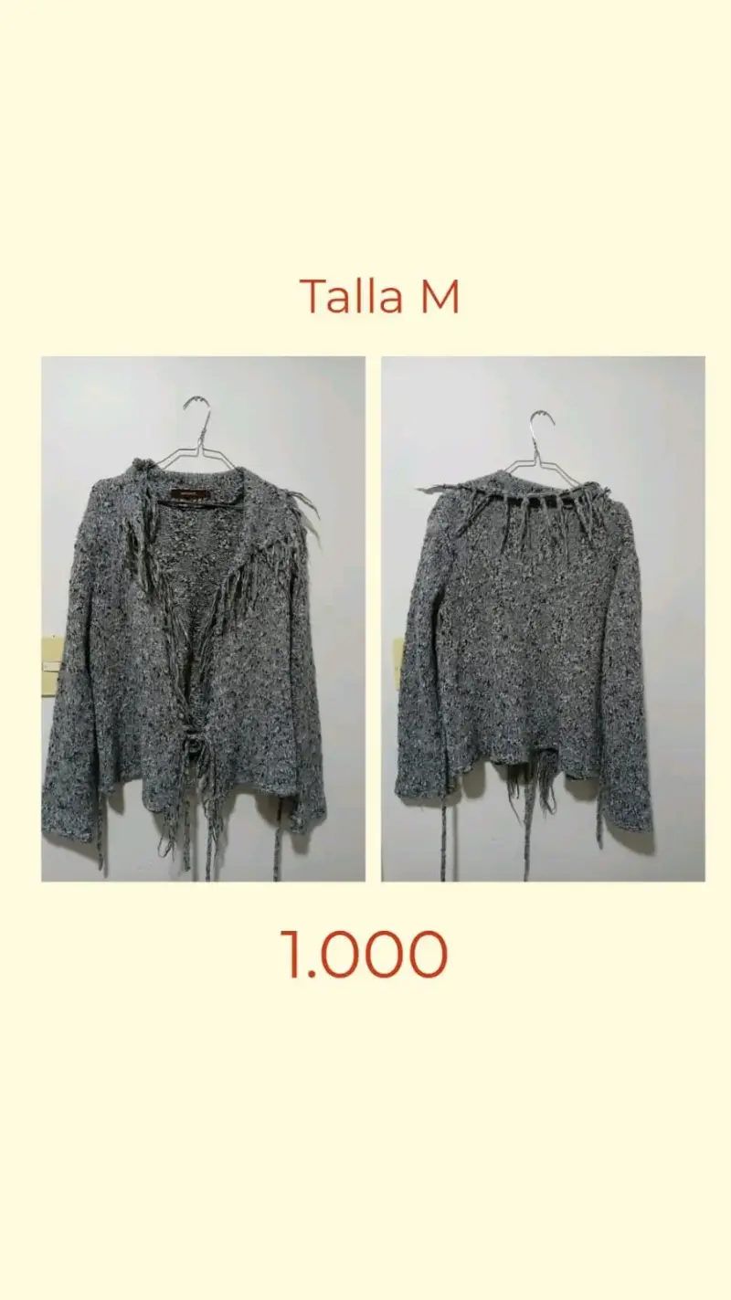 Chaleco gris con flecos talla M