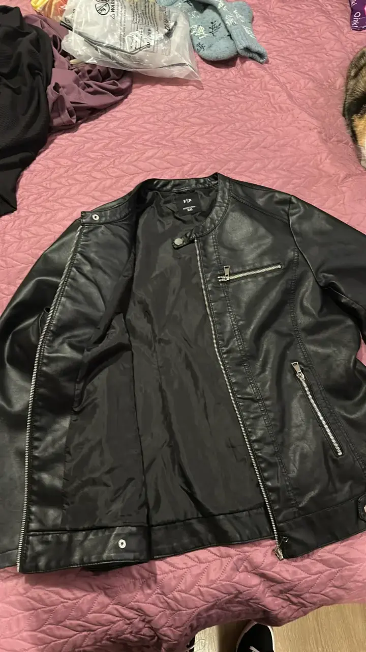 Chaqueta de cuero sintético negra para mujer - 3