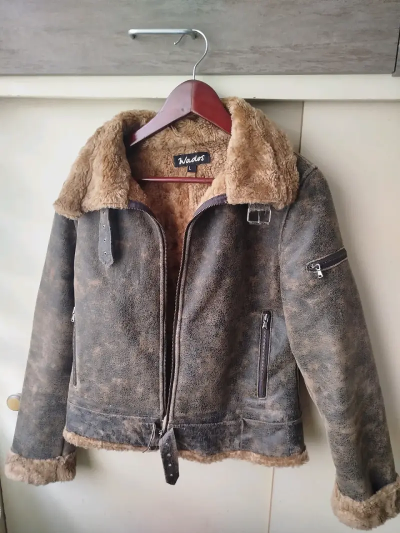 Chaqueta de cuero sintético con forro de piel para invierno - 3