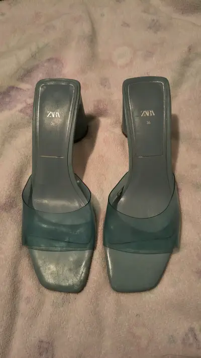 Sandalias de tacón azul Zara talla 36 - miniatura 1
