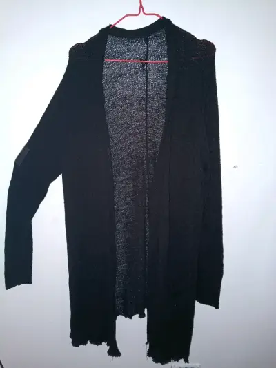Cárdigan largo negro para mujer - miniatura 2