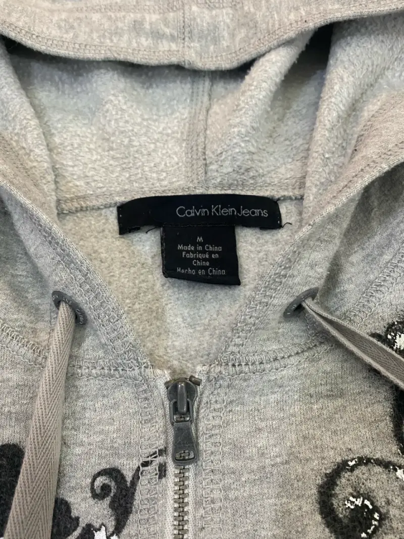 Polerón con capucha gris Calvin Klein estampado - 4