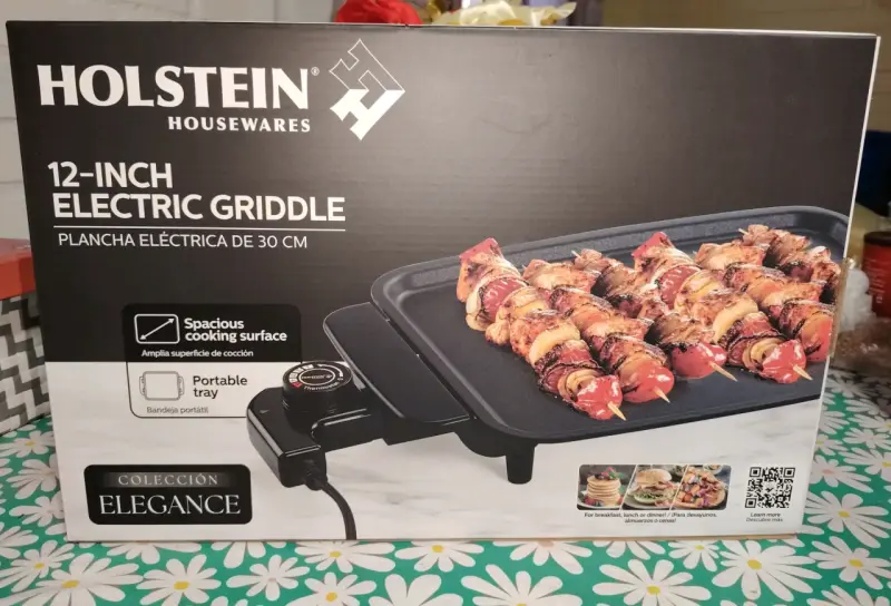 Plancha eléctrica Holstein 30 cm con bandeja portátil