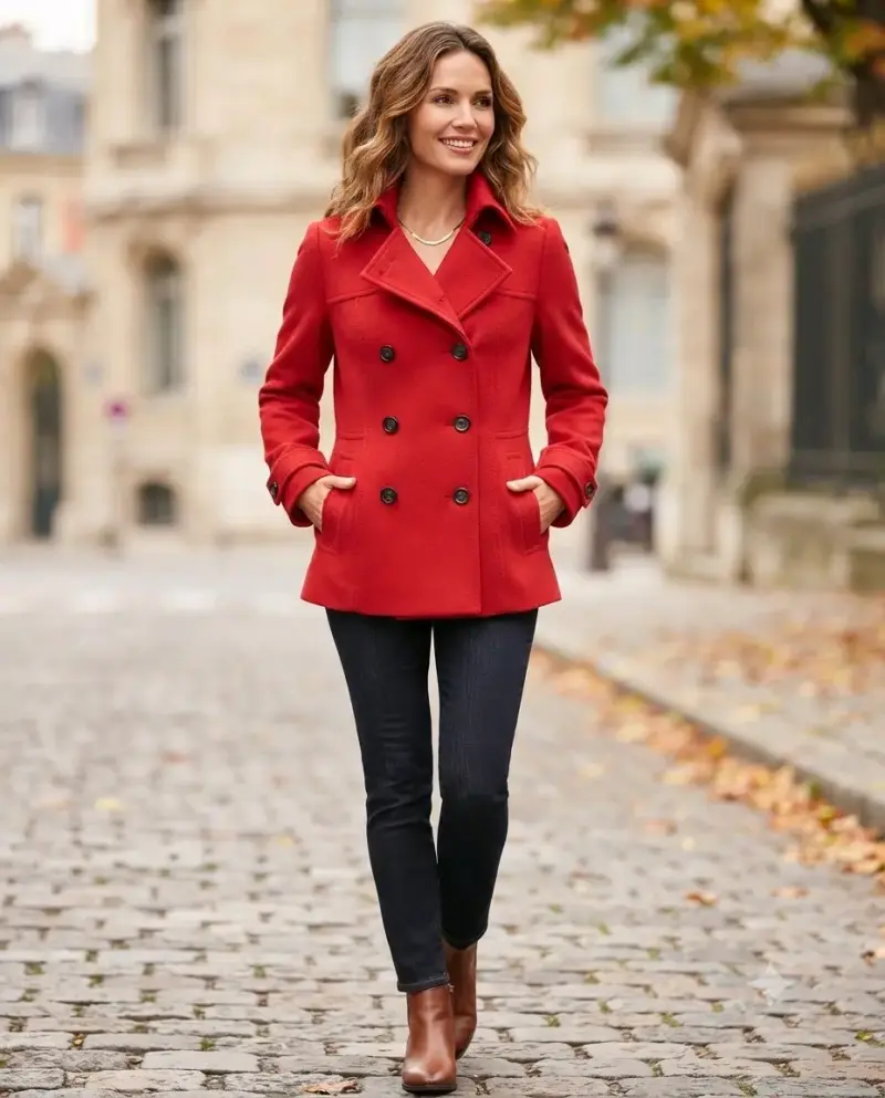 Abrigo rojo de lana para mujer H&M - 1