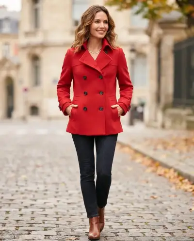 Abrigo rojo de lana para mujer H&M - miniatura 1