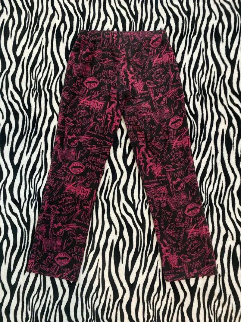 Pantalones estampados negros y rosados para niña - 2