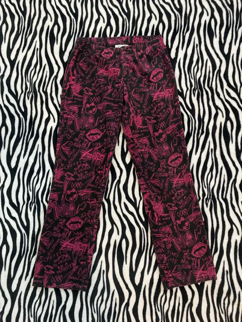 Pantalones estampados negros y rosados para niña - 5