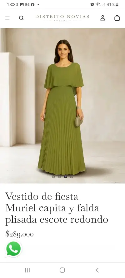 Vestido de fiesta largo color rosa con flor - miniatura 2