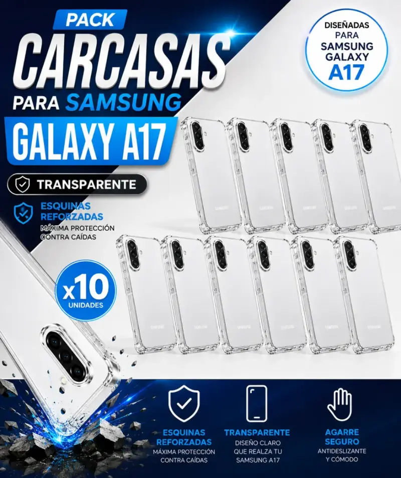 Pack de 10 carcasas transparentes para Samsung Galaxy A17
