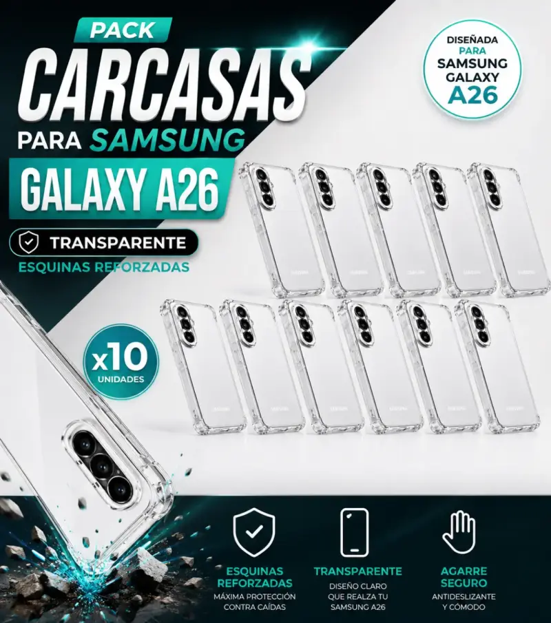 Pack de 10 carcasas transparentes para Samsung Galaxy A26