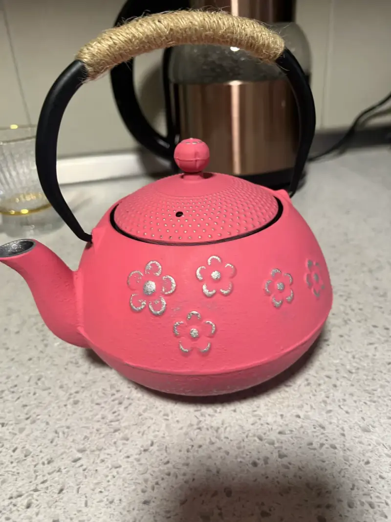 Tetera de hierro fundido rosa estilo japonés - 2