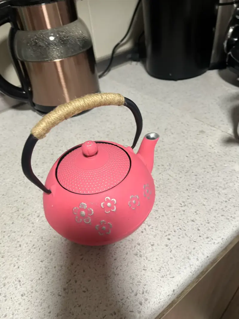 Tetera de hierro fundido rosa estilo japonés - 4