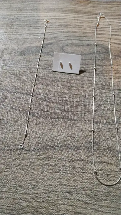 Set de joyería de plata con collar, pulsera y aros - miniatura 1