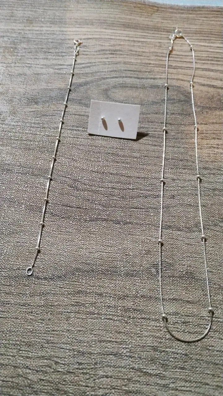 Set de joyería de plata con collar, pulsera y aros - 3