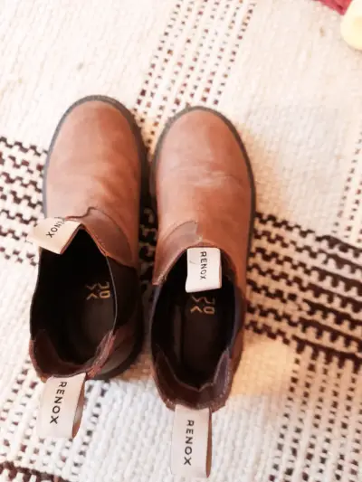 Botines de cuero marrón Renox para mujer - miniatura 1