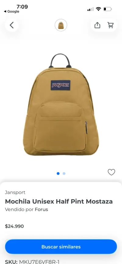 Mochila Jansport Half Pint Mostaza Unisex - miniatura 2