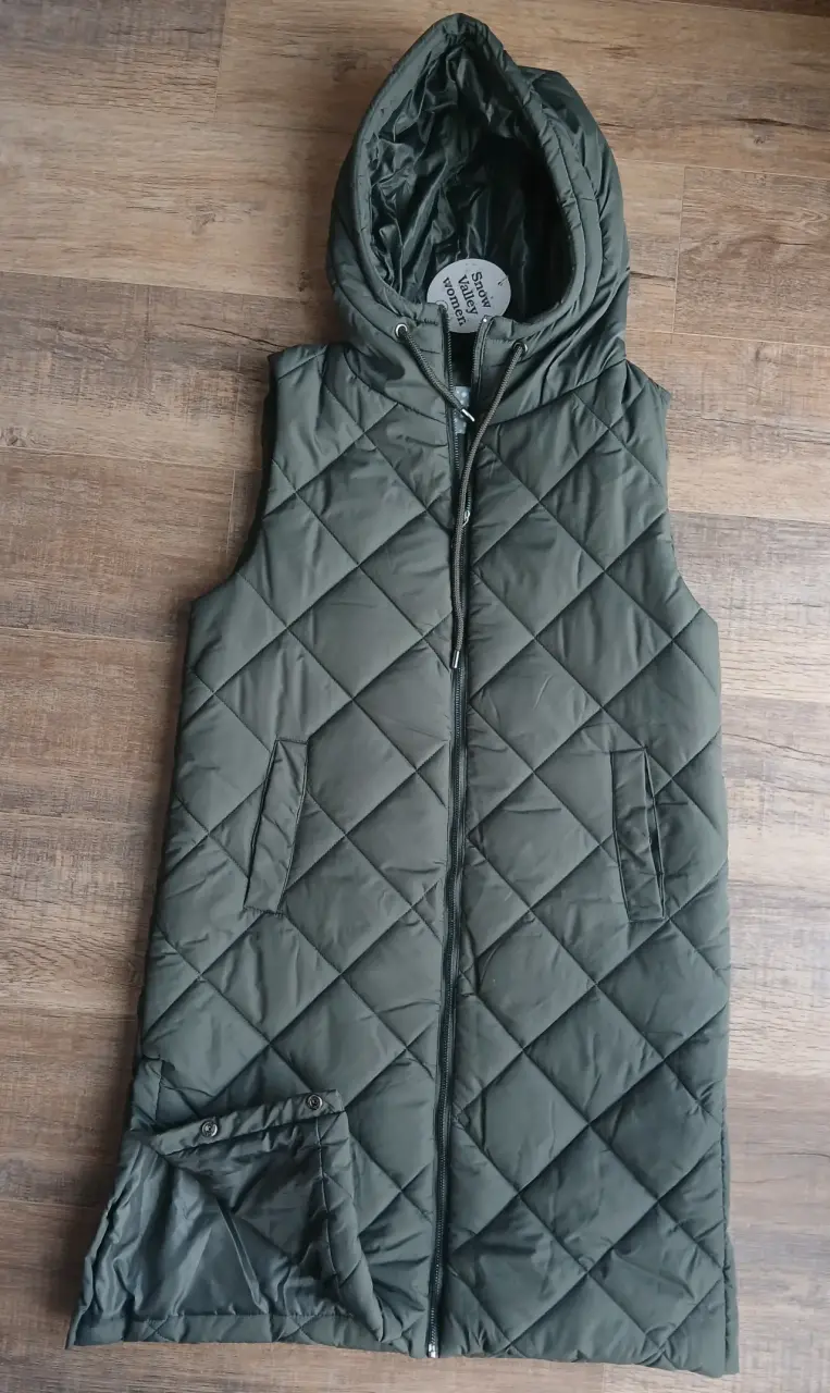 Parka sin mangas verde petroleo con capucha
