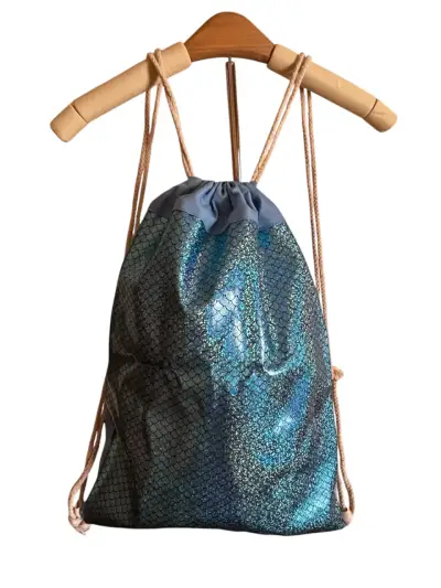 Mochila saco con diseño escamas azul brillante - miniatura 1