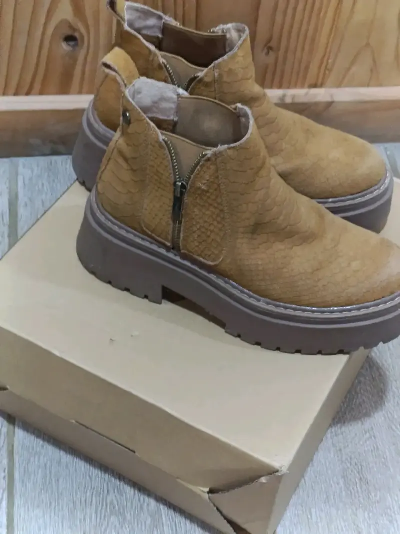 Botines Romano de cuero toffee con cierre lateral - 1
