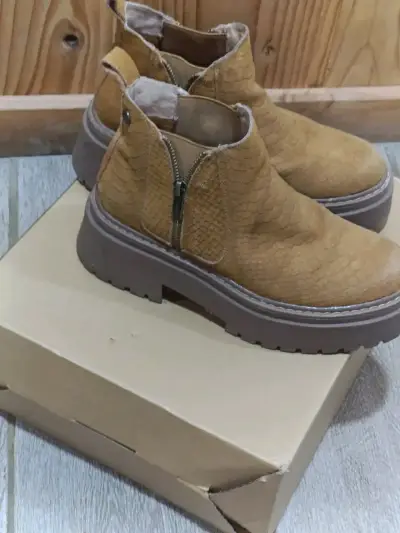 Botines Romano de cuero toffee con cierre lateral - miniatura 1