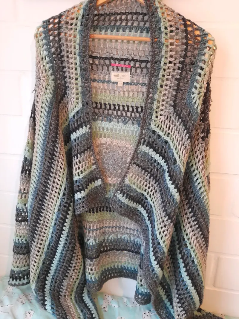 Cardigan tejido a crochet multicolor RKF Relax