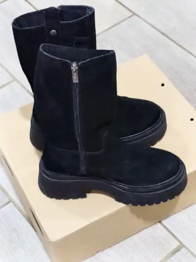 Botas Romano de cuero con suela gruesa negra 36 - miniatura 1