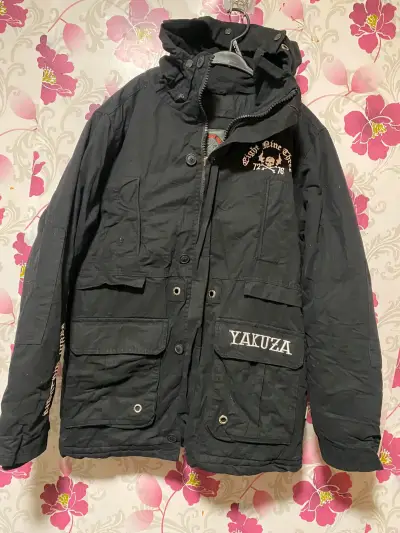 Chaqueta negra Yakuza con capucha talla L - miniatura 1