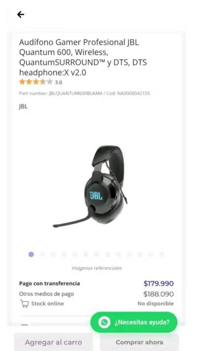 Audífonos Gamer JBL Quantum 600 Inalámbricos - miniatura 4
