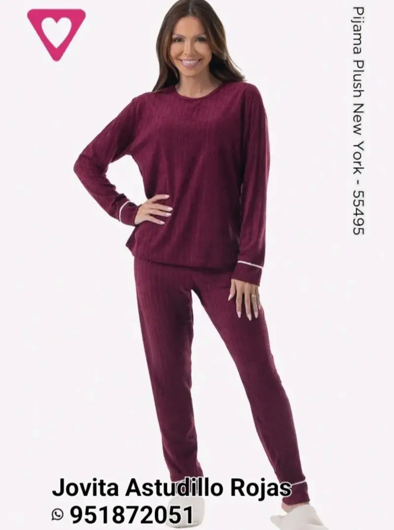 Pijama de mujer color burdeos cómodo y elegante - 1