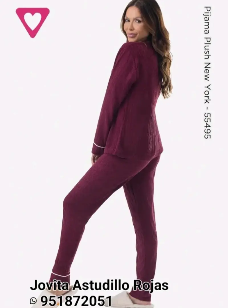Pijama de mujer color burdeos cómodo y elegante - 2