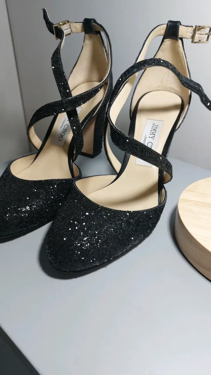 Tacones de fiesta negros Jimmy Choo con brillo - 3