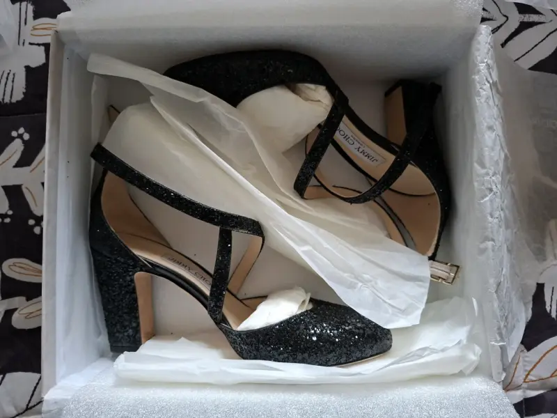 Tacones de fiesta negros Jimmy Choo con brillo - 6