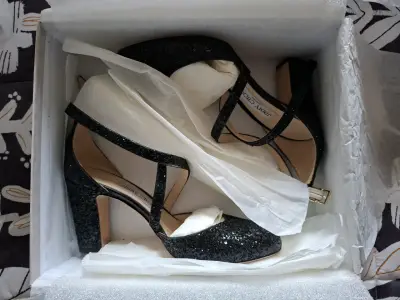 Tacones de fiesta negros Jimmy Choo con brillo - miniatura 6