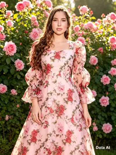 Vestido largo floral sin cinturón Modelyn - miniatura 1