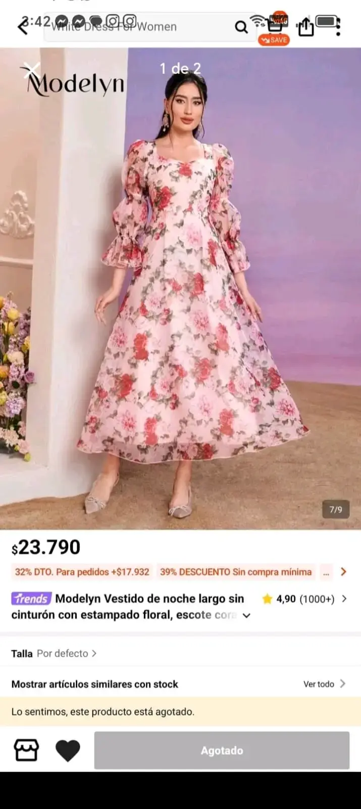 Vestido largo floral sin cinturón Modelyn - 2