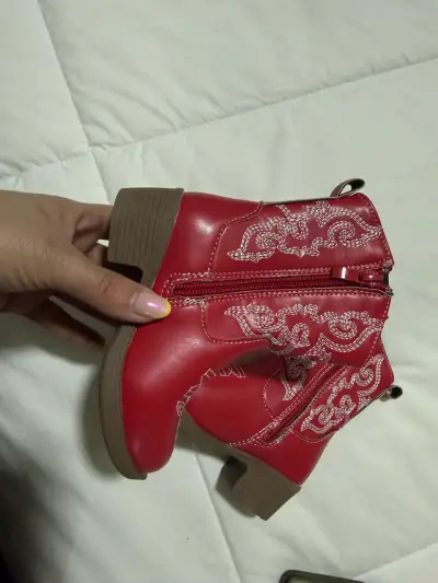 Botas vaqueras rojas para niñas con bordado - miniatura 6