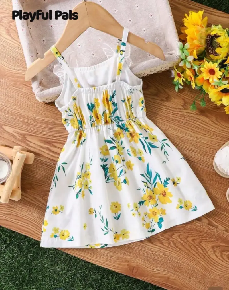 Vestido floral para niña con mariposas - 2