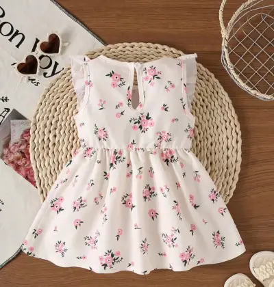 Vestido de niña con estampado floral y volantes - miniatura 2