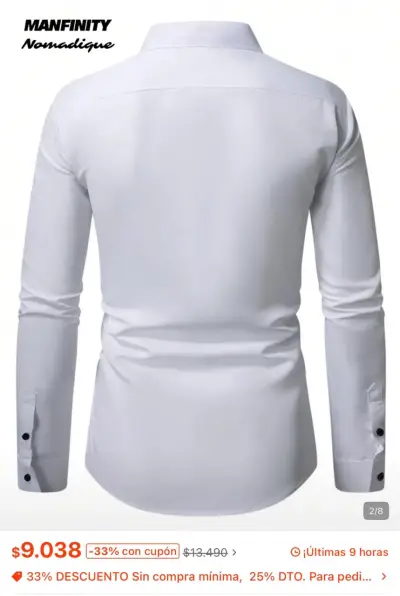 Camisa Vaquera Hombre Manfinity Blanca y Negra - miniatura 2
