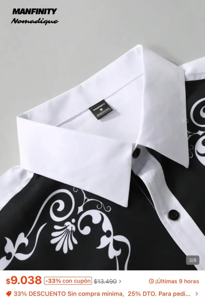 Camisa Vaquera Hombre Manfinity Blanca y Negra - 3